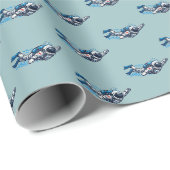 Astronaut Schwimmen Geschenkpapier (Rolleneckpunkt)