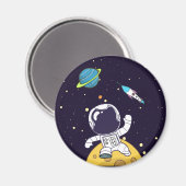 Astronaut schwimmt im Weltraum Magnet (Vorderseite/Rückseite)