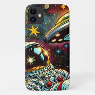 Astronaut schwimmt im Weltraum mit einem UFO Kunst Case-Mate iPhone Hülle