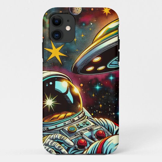 Astronaut schwimmt im Weltraum mit einem UFO Kunst Case-Mate iPhone Hülle (Rückseite)
