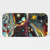 Astronaut schwimmt im Weltraum mit einem UFO Kunst Case-Mate iPhone Hülle (Rückseite (Horizontal))