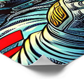 Astronaut schwimmt im Weltraum mit einem UFO Kunst Poster (Ecke)