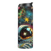 Astronaut schwimmt im Weltraum mit einem UFO Kunst Thermosbecher (Nach links gedreht)