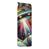 Astronaut schwimmt im Weltraum mit einem UFO Kunst Thermosbecher (Nach rechts gedreht)