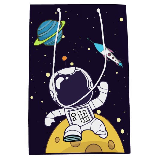 Astronaut schwimmt im Weltraum Mittlere Geschenktüte (Vorderseite)