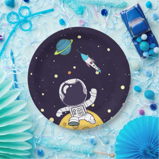 Astronaut schwimmt im Weltraum Pappteller (Party)