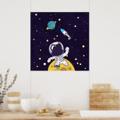 Astronaut schwimmt im Weltraum Poster (Küche)