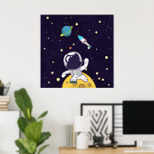 Astronaut schwimmt im Weltraum Poster (Heimbüro)