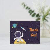 Astronaut schwimmt im Weltraum Postkarte (Stehend Vorderseite)