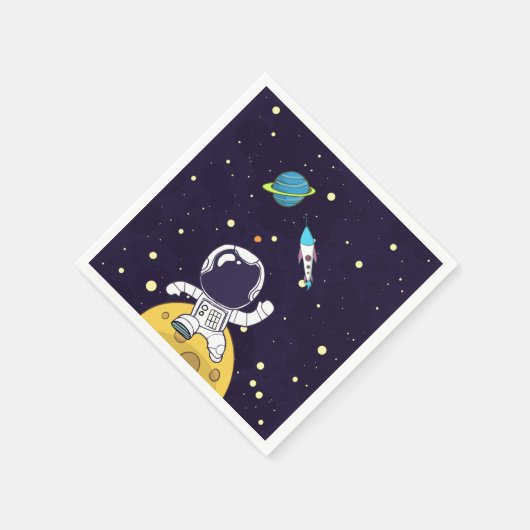 Astronaut schwimmt im Weltraum Serviette (Ecke)