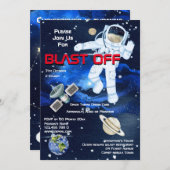 Astronaut schwimmt zwischen Planeten AGE Jungs Wel Einladung (Vorne/Hinten)