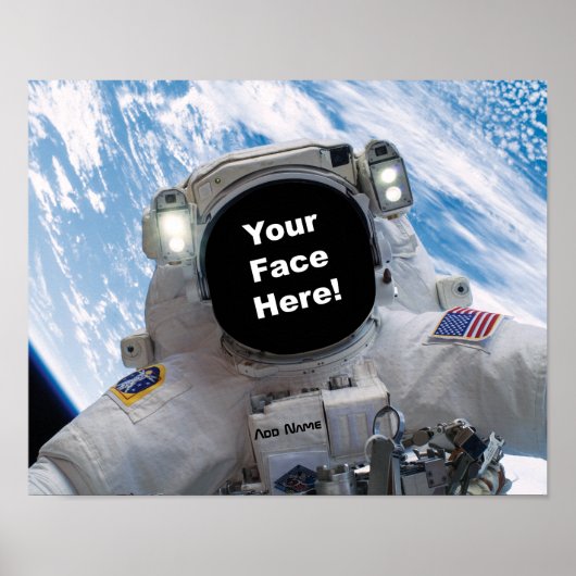 Astronaut Selfie - Füge dein Gesicht und deinen Na Poster (Vorne)