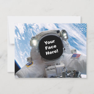 Astronaut Selfie - Fügen Sie Ihr Gesicht und Ihren Postkarte