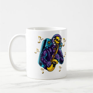 Astronaut Shirt Skull Playing Saxophone In Space M Kaffeetasse