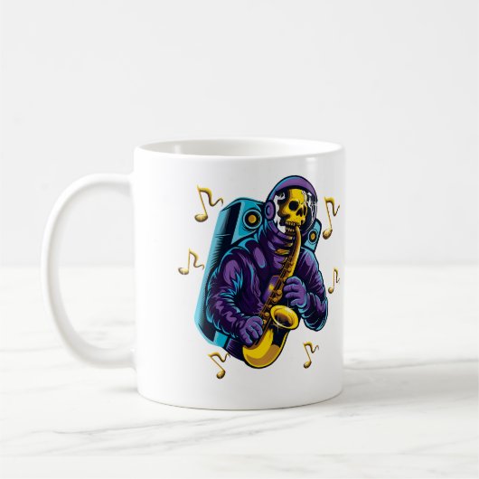 Astronaut Shirt Skull Playing Saxophone In Space M Kaffeetasse (Links)