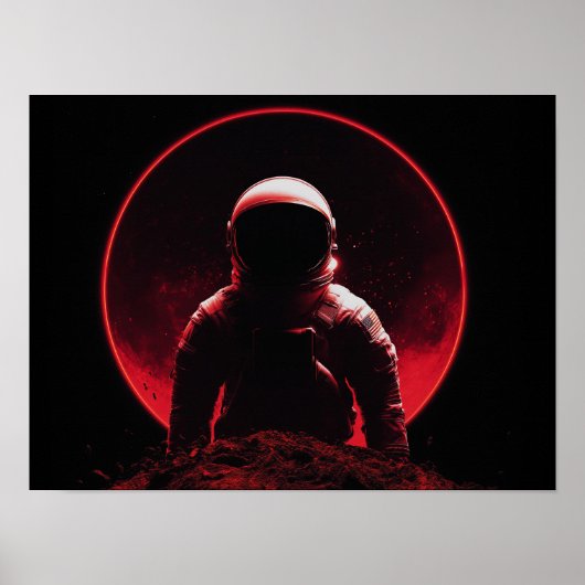 Astronaut Silhouette on Red Planet with Dark Sun Poster (Vorne)