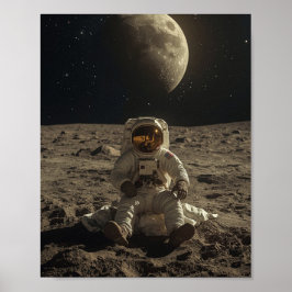 Astronaut Sitting on the Moon Poster
