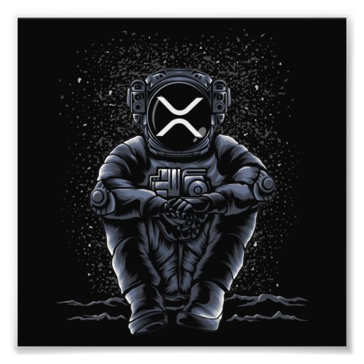 Astronaut Sitting Ripple XRP Crypto To The Moon Fotodruck (Vorne)