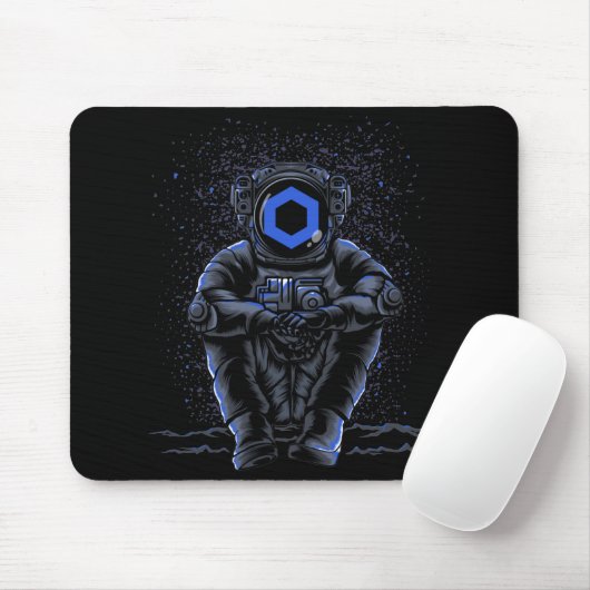 Astronaut sitzt Ketten LINK-Münze zum Mond Mousepad (Mit Mouse)