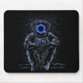 Astronaut sitzt Ketten LINK-Münze zum Mond Mousepad (Vorne)
