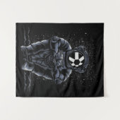 Astronaut sitzt Quant QNT-Münze zum Mondhund Wandteppich (Vorderseite (Horizontal))