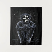 Astronaut sitzt Quant QNT-Münze zum Mondhund Wandteppich (Vorderseite)