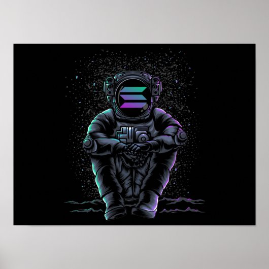 Astronaut sitzt Solana SOL zum Mondkrypto Poster (Vorne)