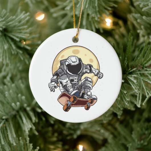 Astronaut-Skate Keramik Ornament (Baum)