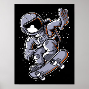 Astronaut-Skateboard-Jump Poster