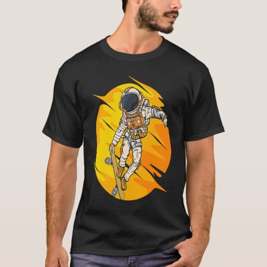 Astronaut Skateboard Skating Space Cosmos Astronau T-Shirt (Vorderseite)