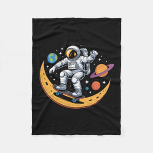 Astronaut Skateboarden Weltraum Mond Planeten Kind Fleecedecke