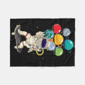 Astronaut Skateboarding Kids Lloon Planets Space S Fleecedecke (Vorderseite (Horizontal))