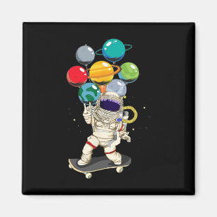 Astronaut Skateboarding Kinder Lloon Planeten Welt Magnet