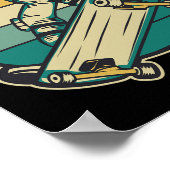Astronaut Skateboarding Skateboard  Poster (Ecke)