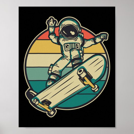 Astronaut Skateboarding Skateboard  Poster (Vorne)