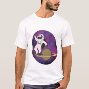 Astronaut-Skaten im Weltraum T-Shirt