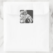 Astronaut Skeleton Spooky Skull Quadratischer Aufkleber (Tasche)