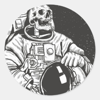 Astronaut Skeleton Spooky Skull Runder Aufkleber