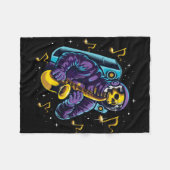 Astronaut Skull Playing Saxophon Fleecedecke (Vorderseite (Horizontal))