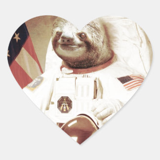 Astronaut Sloth Herz-Aufkleber