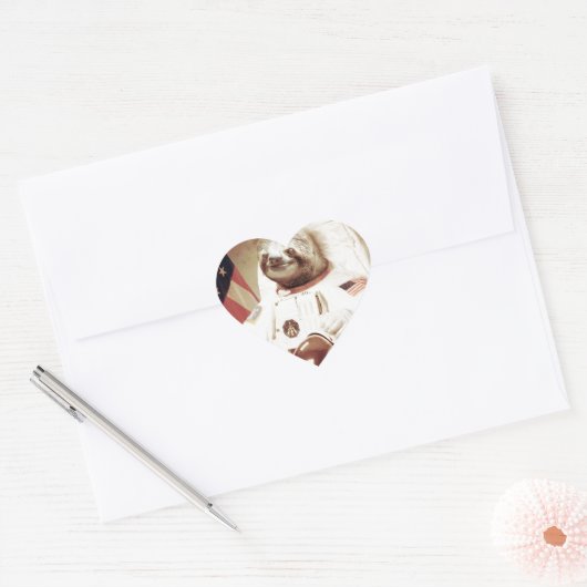 Astronaut Sloth Herz-Aufkleber (Umschlag)