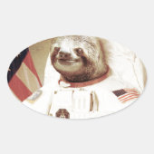 Astronaut Sloth Ovaler Aufkleber (Vorderseite)