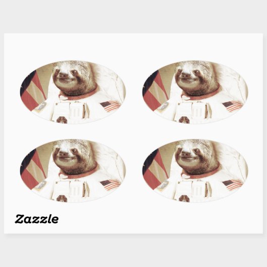 Astronaut Sloth Ovaler Aufkleber (Blatt)