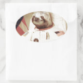 Astronaut Sloth Ovaler Aufkleber (Tasche)