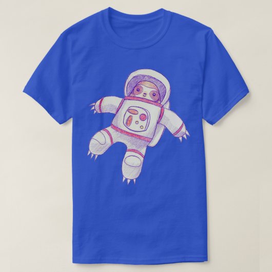 Astronaut Sloth Zeichnend T-Shirt (Design vorne)