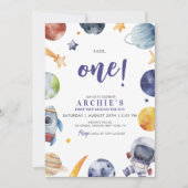 Astronaut Space 1. Reise um die Sonne zum Geburtst Einladung (Vorderseite)