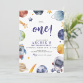 Astronaut Space 1. Reise um die Sonne zum Geburtst Einladung (Stehend Vorderseite)