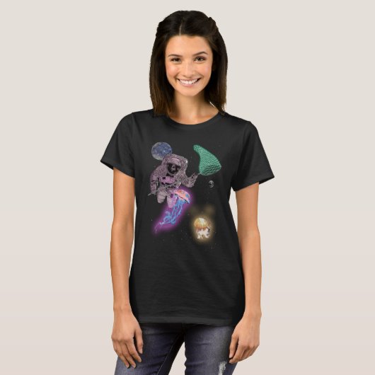 Astronaut Space Alien Jellyfish Jagen mit Net G T-Shirt (Vorne ganz)