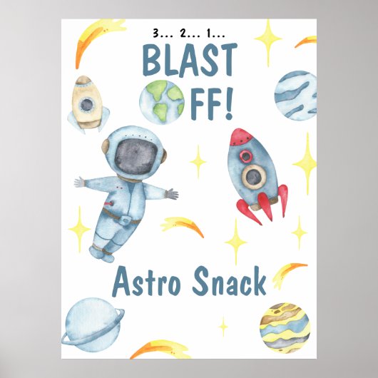 Astronaut Space Birthday Astro Snack Poster (Vorne)