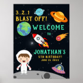 Astronaut Space Birthday Blast Off Theme" Poster (Vorne)